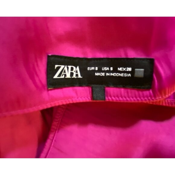 Zara Fuchsia Pink Small Flowy Satin Maxi Dress Elegant Cocktail Glam Boho Classy - Picture 4 of 8